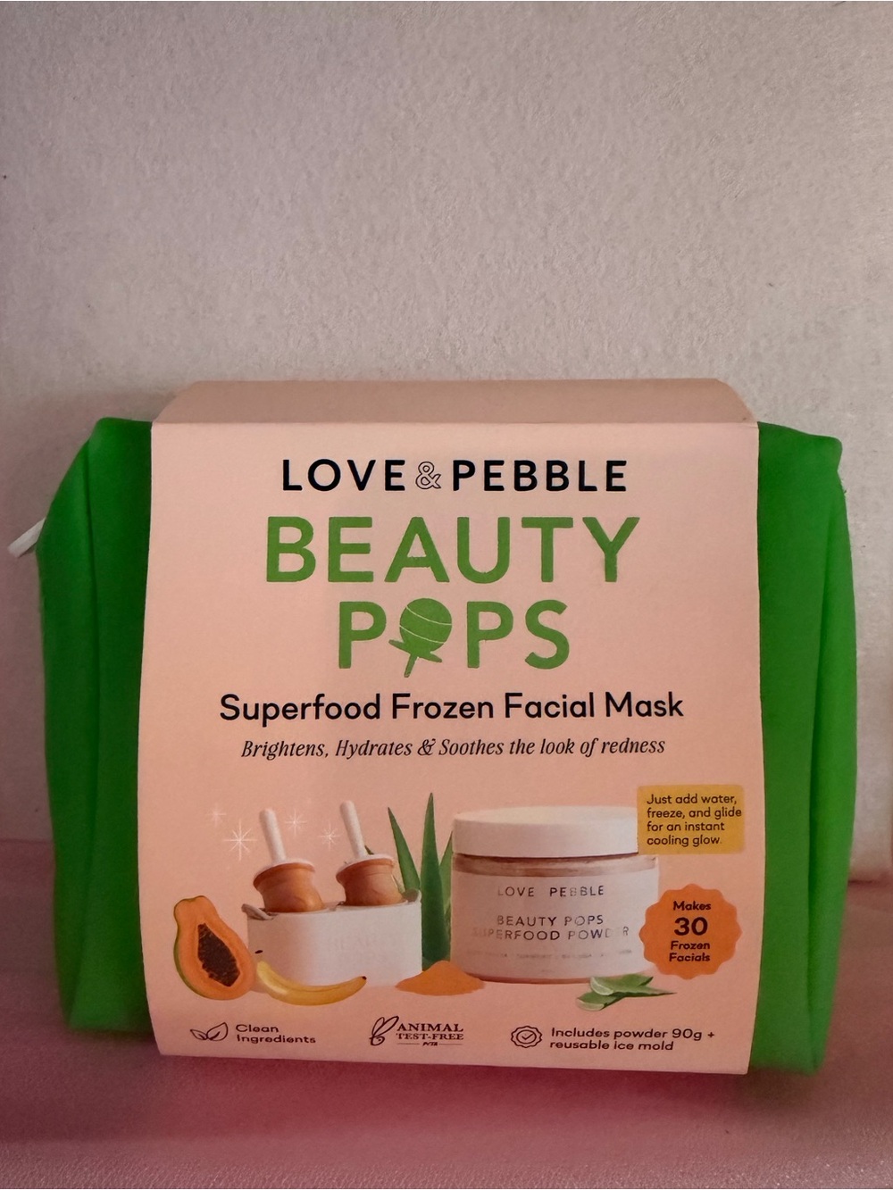 Love & Pebble Beauty Pops Glow Enzyme Frozen Face Mask Kit NEW 30 Facials